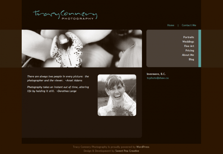 Website Design for Tracy Connery Photography by Swank Web Design