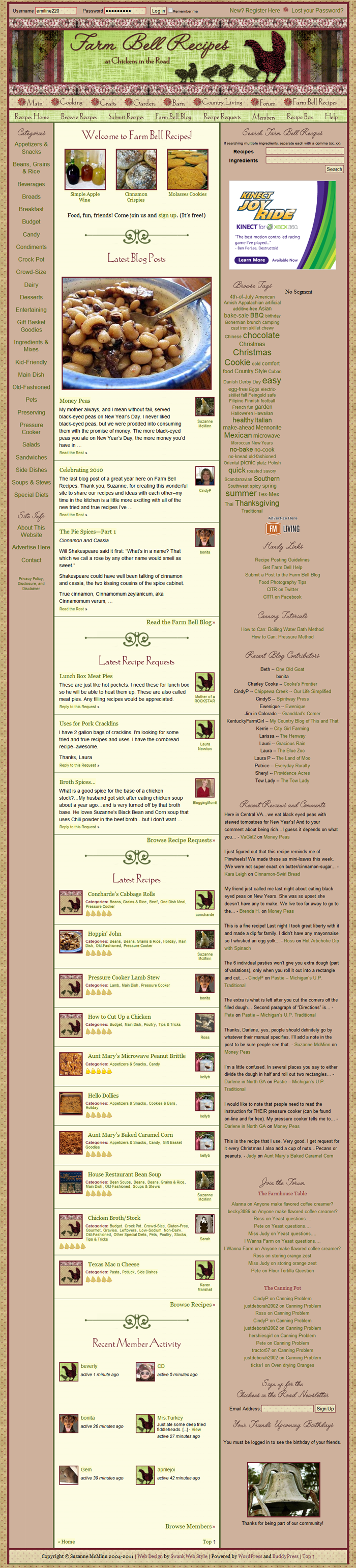Website Design Farm Bell Recipes by Swank Web Design