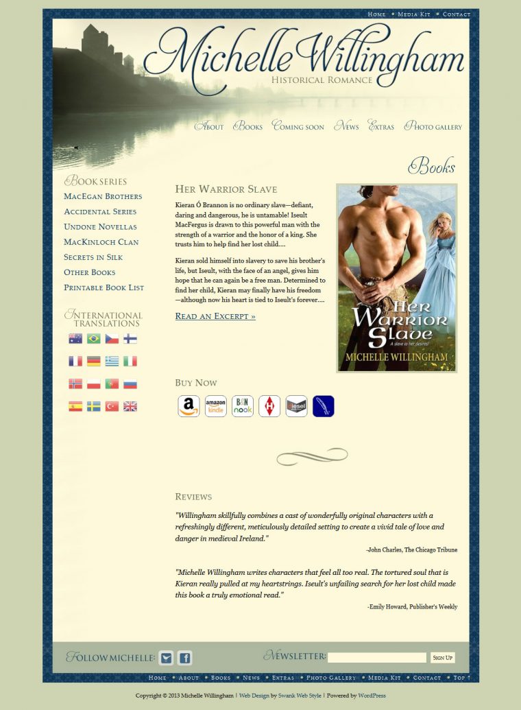 Website Design for Author Michelle Willingham by Swank Web Design