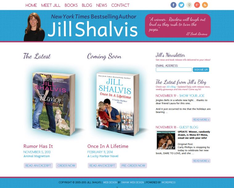 Website Design for Author Jill Shalvis by Swank Web Design