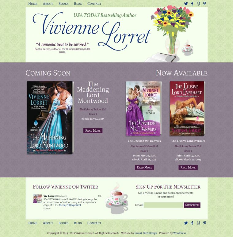 Website Design for Author Vivienne Lorret by Swank Web Design