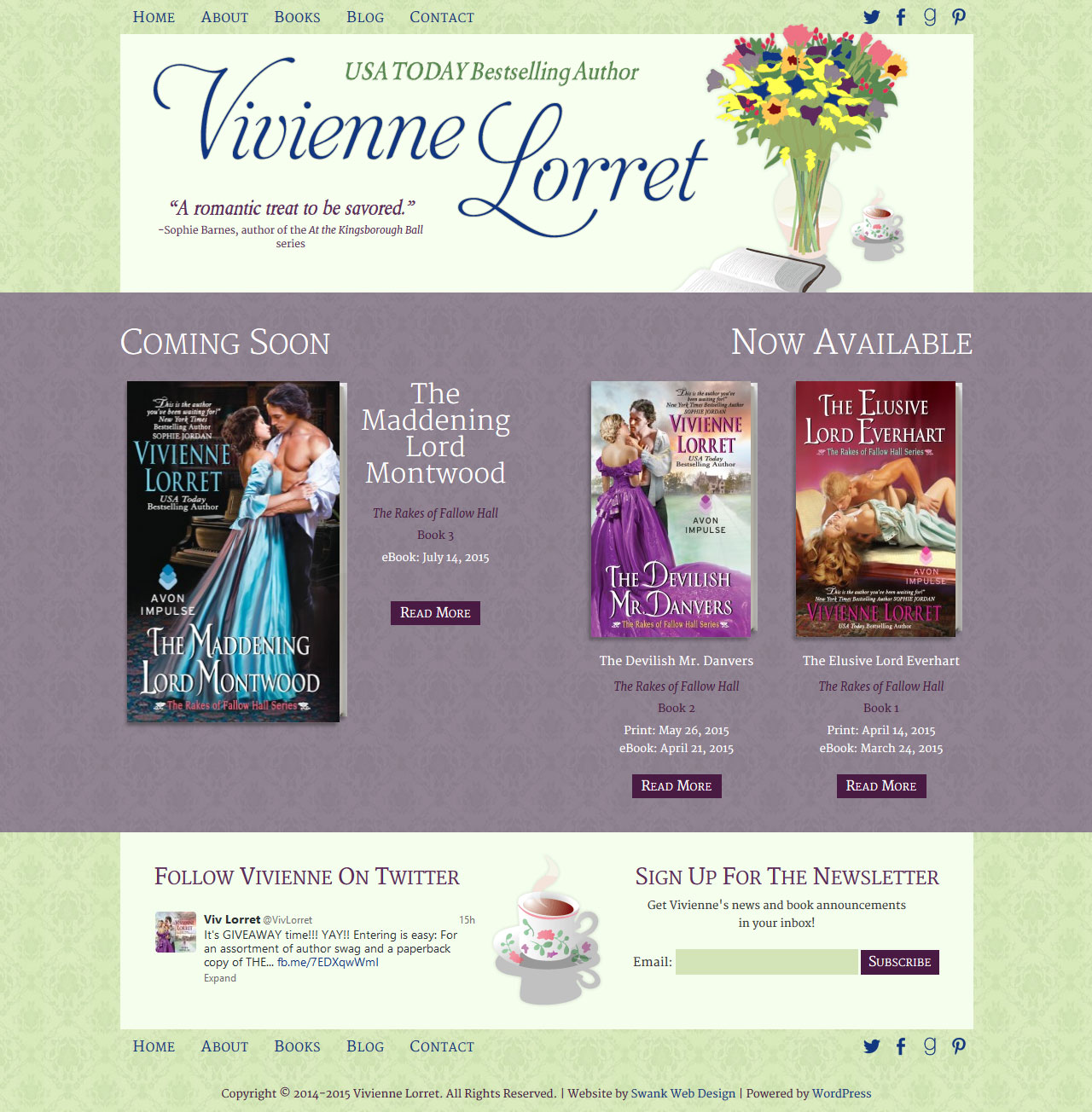 Website Design for Author Vivienne Lorret - Swank Web Design