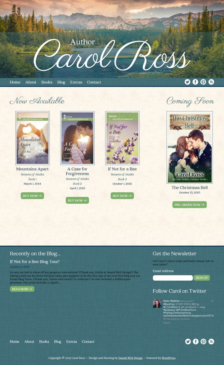 Website Design for Author Carol Ross by Swank Web Design