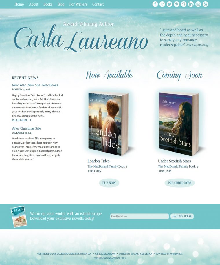 Website Design for Author Carla Laureano by Swank Web Design
