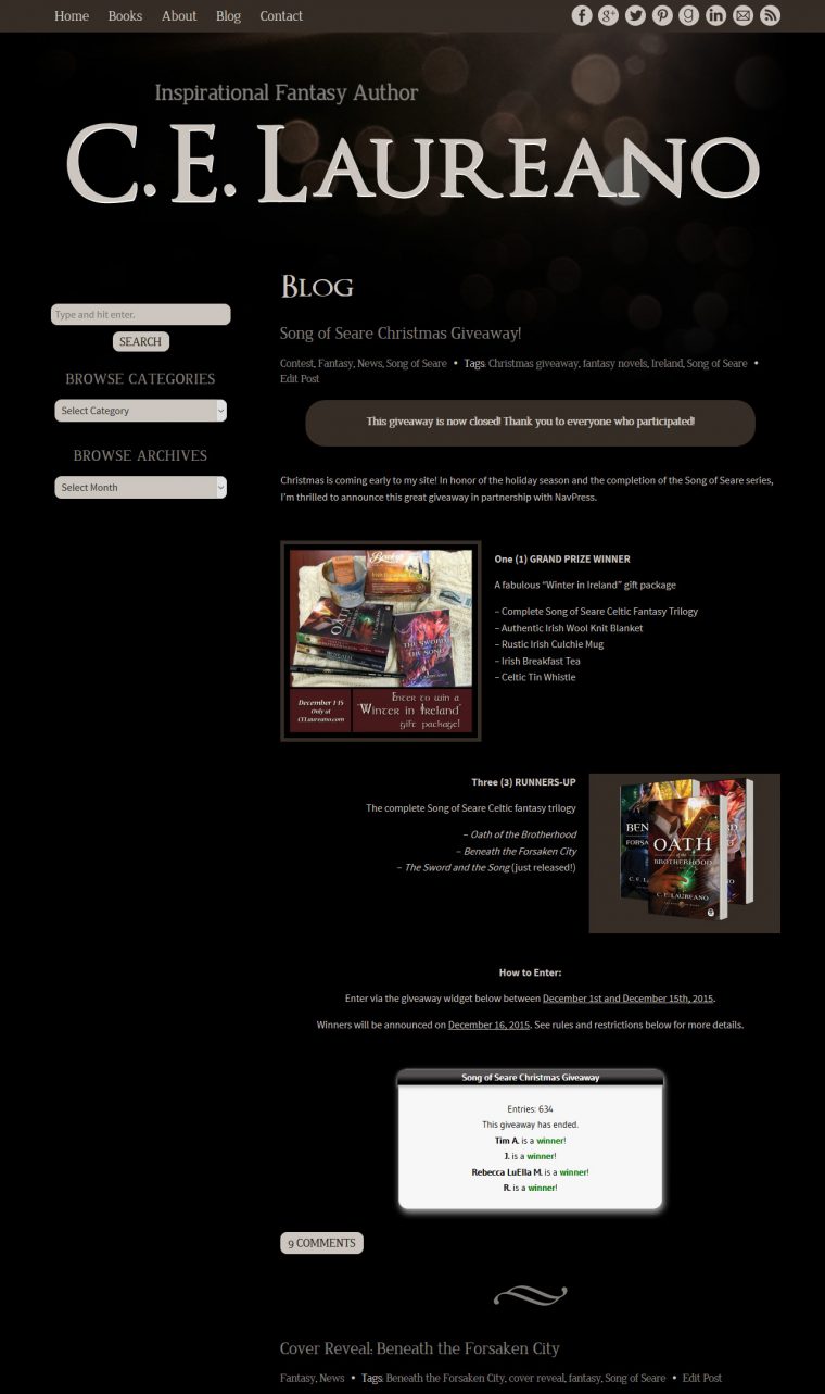 Website Design for Author C.E. Laureano by Swank Web Design
