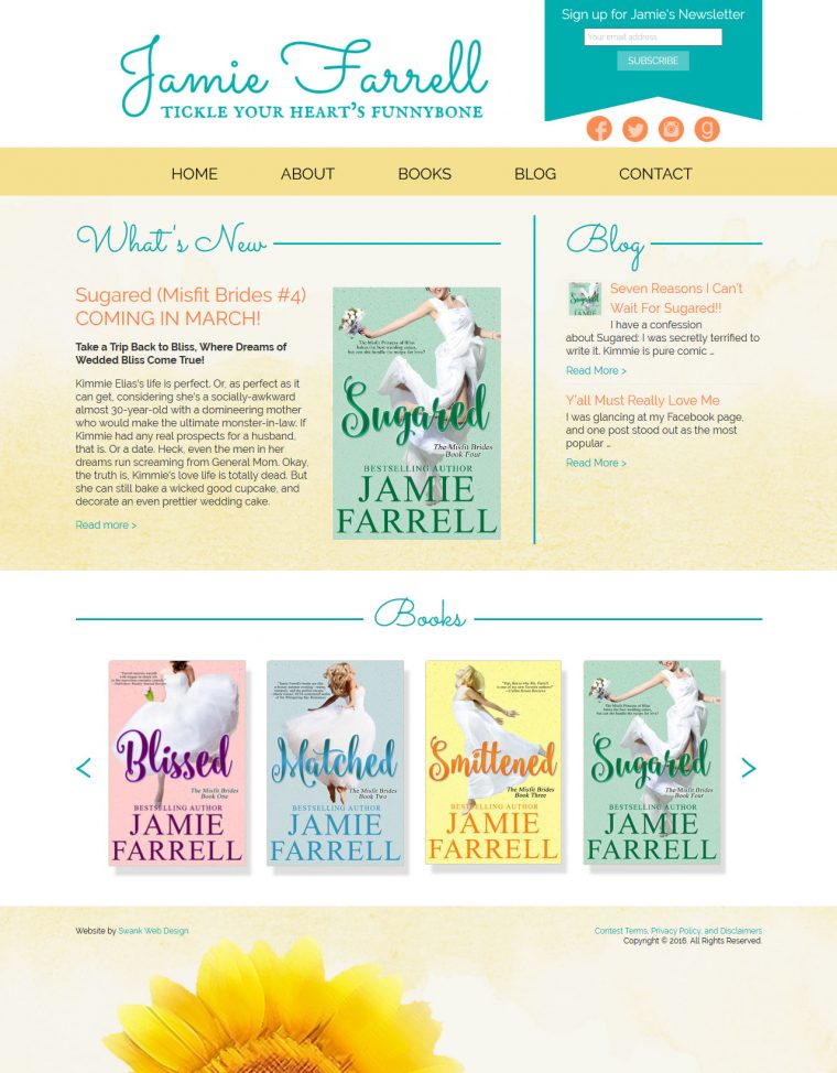 Website Design for Author Jamie Farrell by Swank Web Design