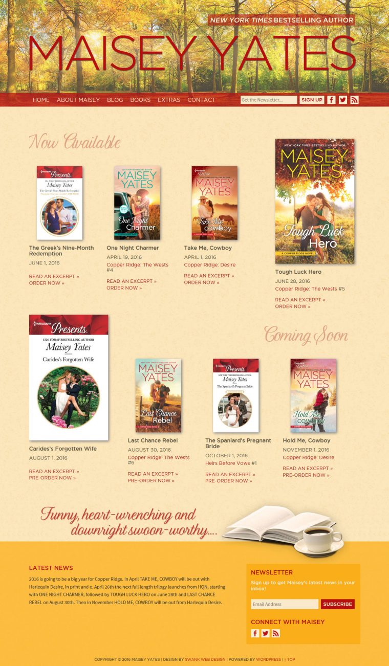 Website and Blog Design for Author Maisey Yates by Swank Web Design
