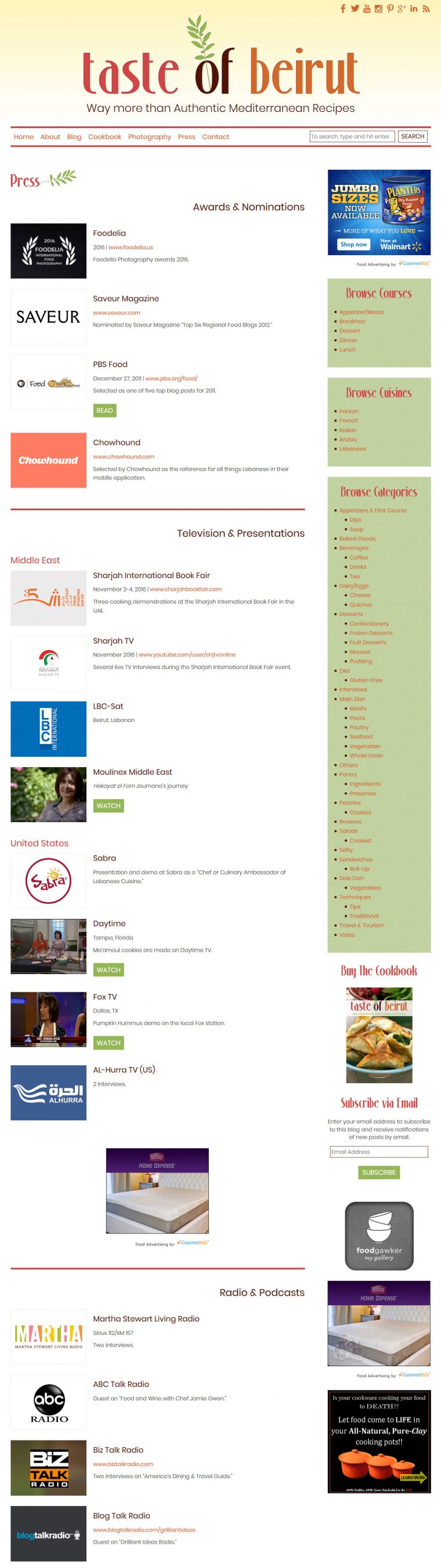 Website and Blog Design for Taste of Beirut by Swank Web Design