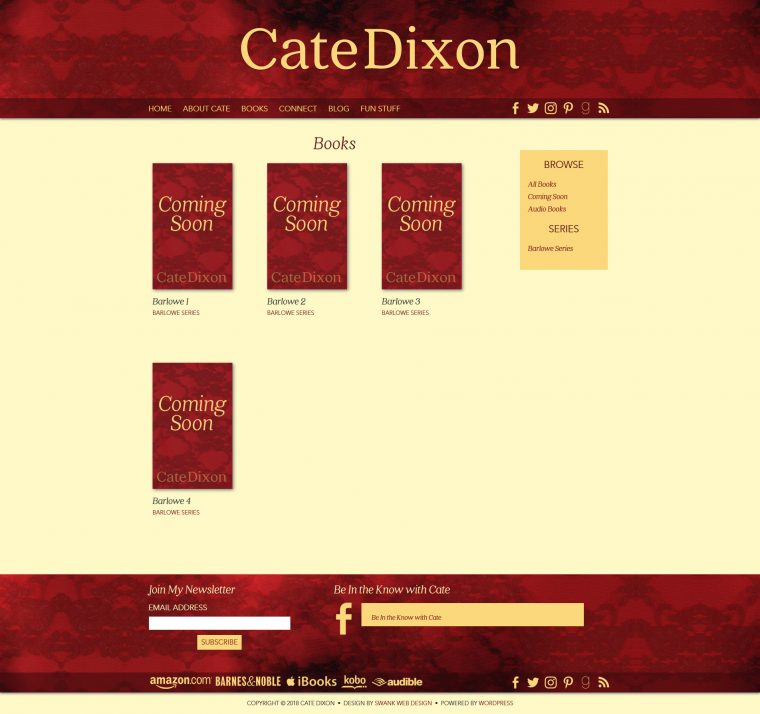 Website Design for Author Cate Dixon by Swank Web Design