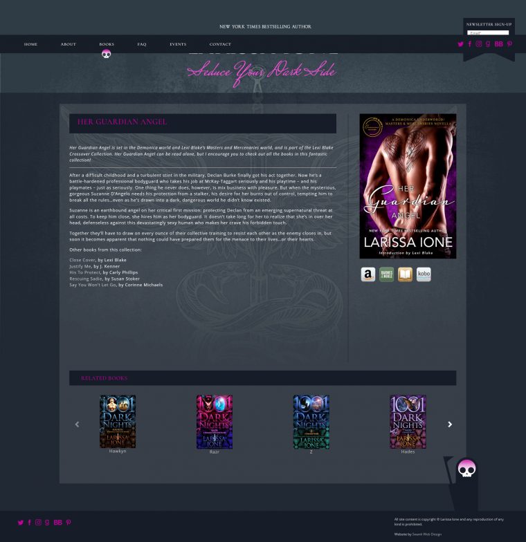 Website Design for Author Larissa Ione by Swank Web Design