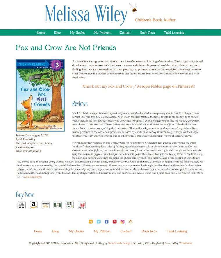 Website Design for Author Melissa Wiley by Swank Web Design