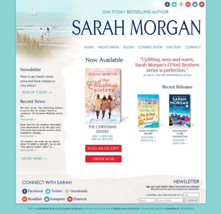 Website Design for Author Sarah Morgan by Swank Web Design